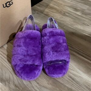 Size 9 UGG Women s Fluff Yeah Slide Sheepskin Slipper Sandal NEW